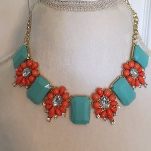 BNWT Chunky Turquoise And Orange Collar Necklace